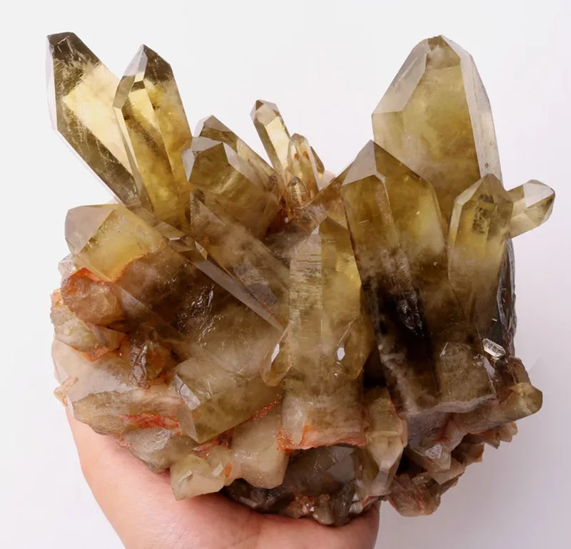 Bulk wholesale natural healing gemstone crystal clusters quartz smokey citrine cluster for meditation