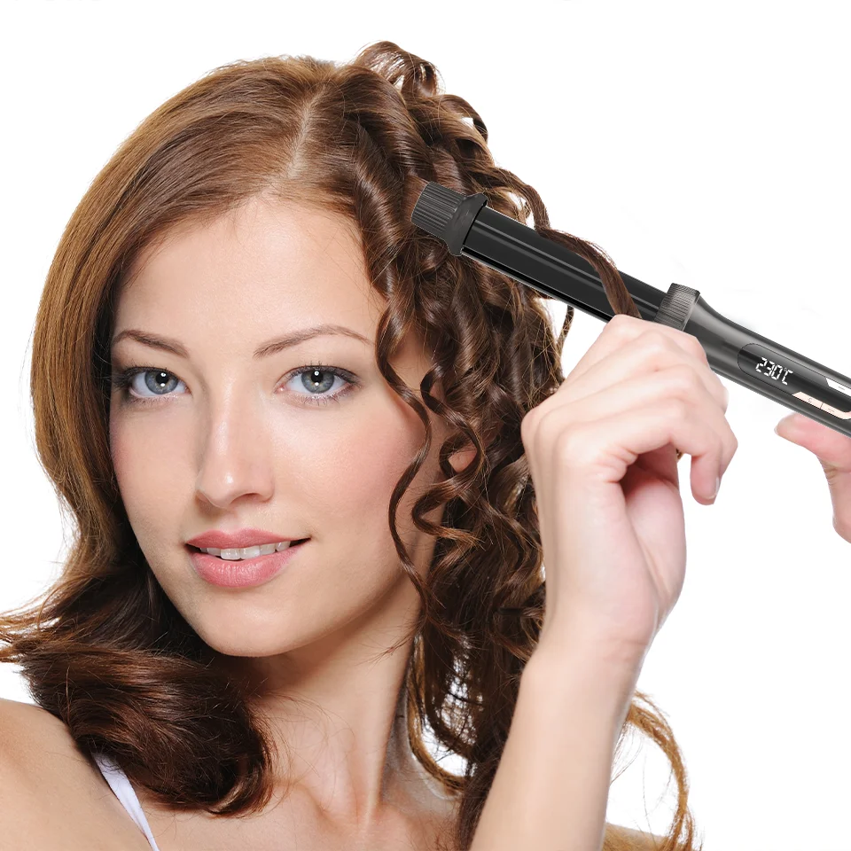 Customized Iron Hair Curler Wave  Adjustable Temperature Ceramic Magic Air Hair Curlers With Lcd Display