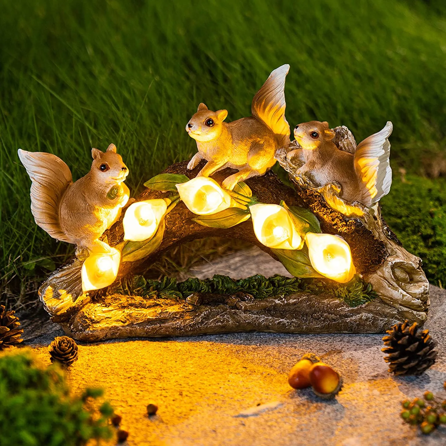 Large Funny Resin Gnome Figurine with Solar LED Lights Outdoor Decorative Yard Lanterns Garden Ornaments