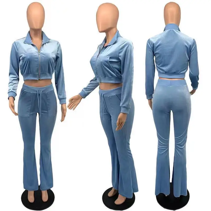 Winter Fall Velvet Track Suit Women Sets 2 Two Piece Set Women Clothing Two Piece Fashion Lounge Wear Purple Velour Tracksuit