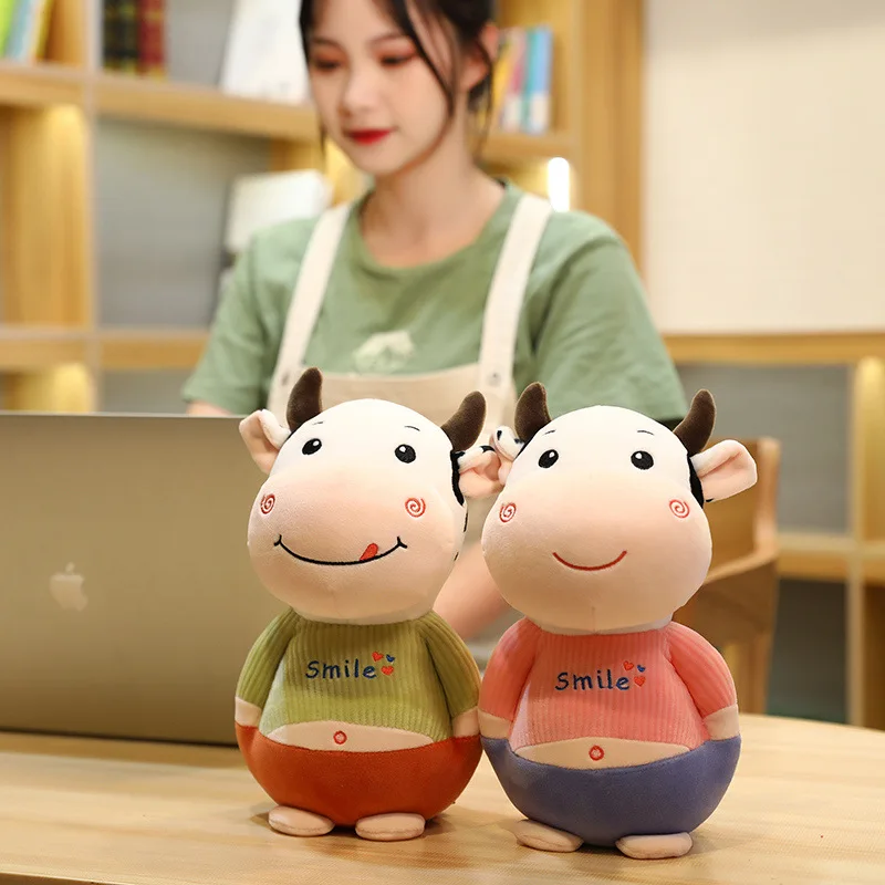 Талисман на год быка заказ милая маленькая корова мультяшная плюшевая игрушка украшения праздничные подарки для детей плюшевое