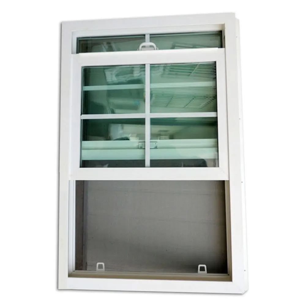 Soundproof Windproof Hurricane Impact Single Hung UPVC  Windows Single Double Glazed Vinyl Sliding PVC Windows