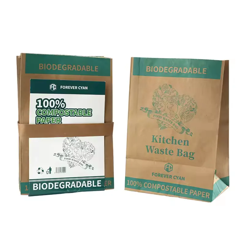 China Factory Supply Eco-friendly PLA Compostable Biodegradable Waterproof Oilproof Kraft Paper Bag With Logo