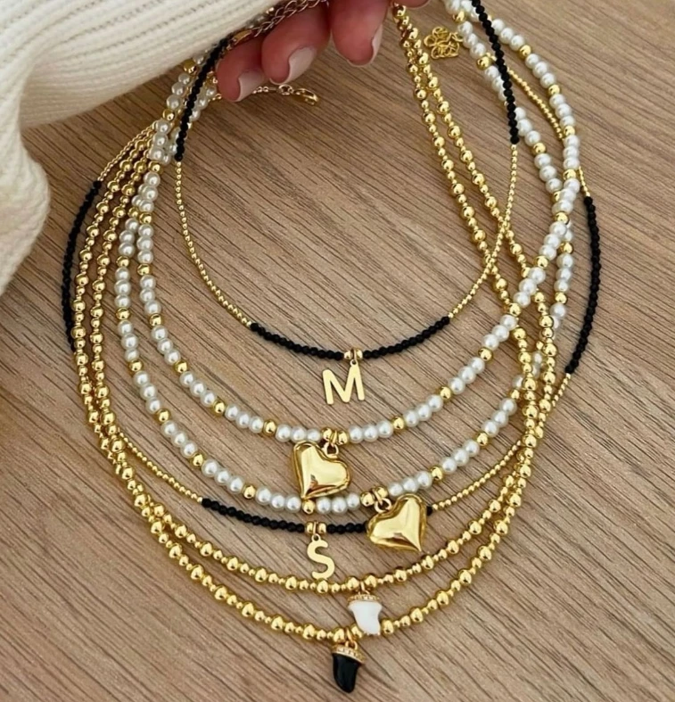 Waterproof Customized Stainless Steel 18K Gold Filled Chunky Bead Ball Chain Cross Necklace for Women Jewelry Christmas Gift