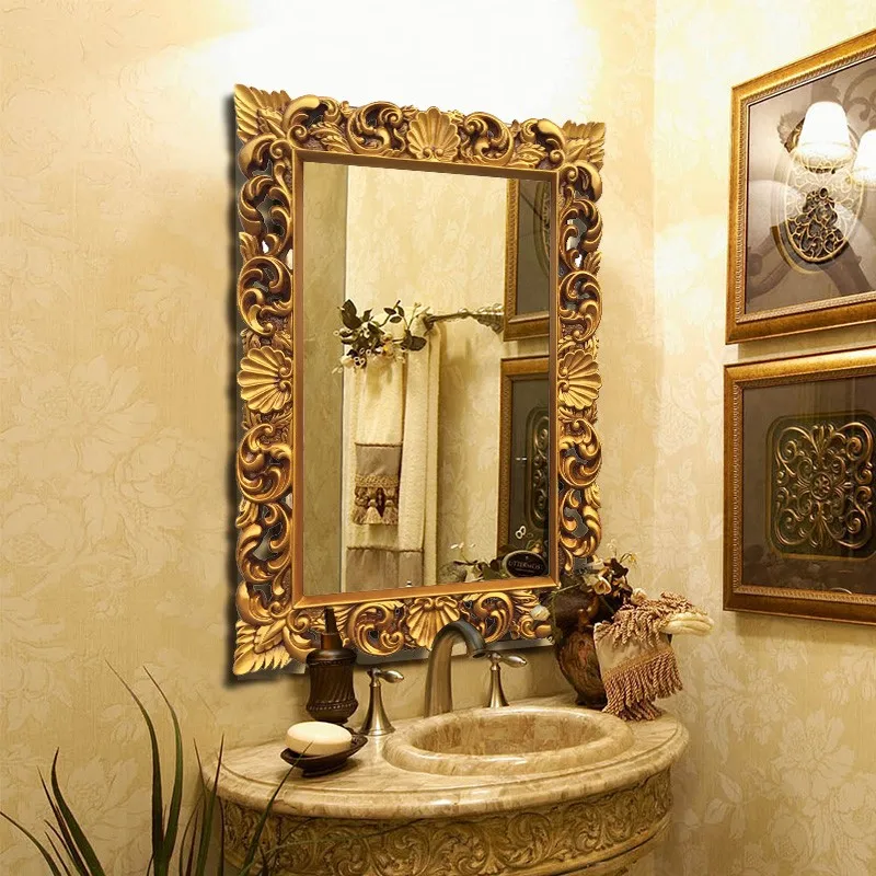 Unique Carved Ornaments Vintage Baroque Style PU Mirror Frame Picture