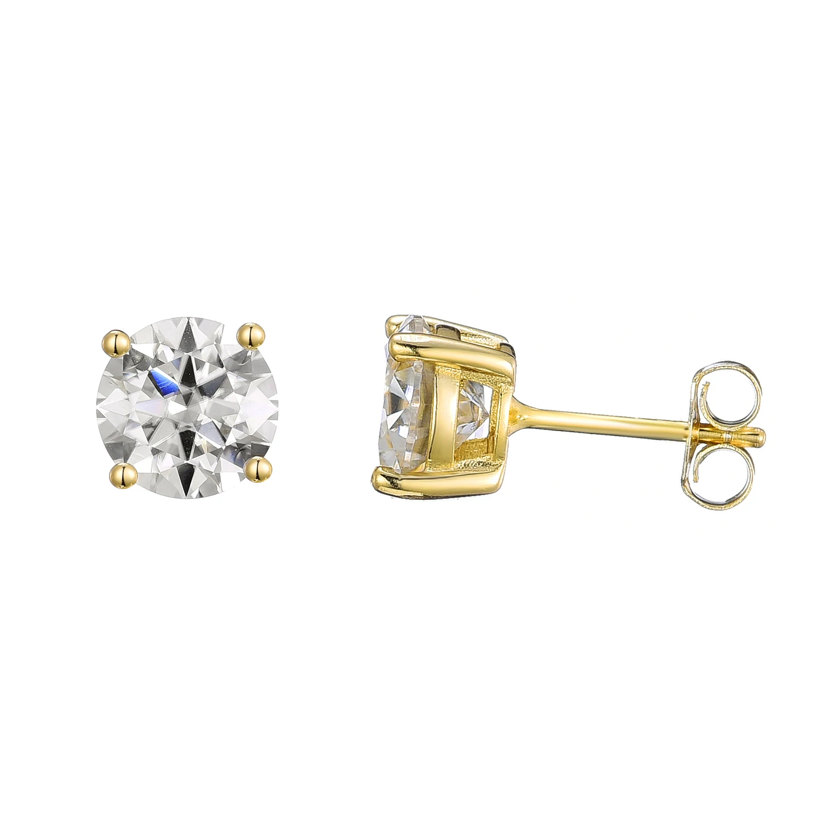 DE VVS Chic Iced Fashionable Gold Plated 925 Sterling Silver Jewelry Striking Four Clawed Moissanite Minimalist Earring
