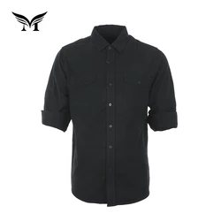 New style oem nice casual 100% cotton plain dyed black button up flannel shirt men