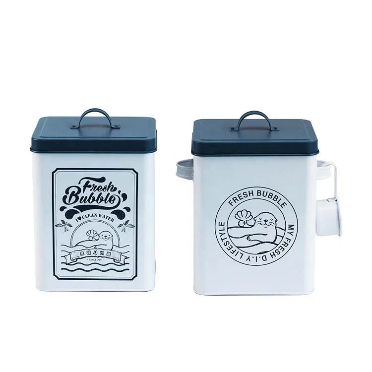 BX household metal laundry powder box washing cleaning bin portable container storage can