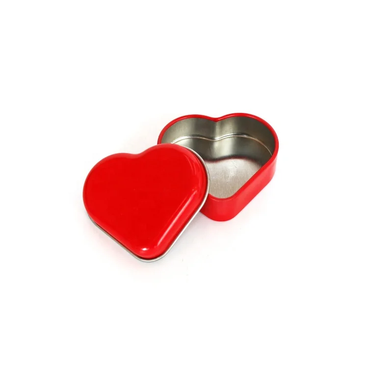 Promotion design heart shape metal food containers lip balm candy storage gift tin box