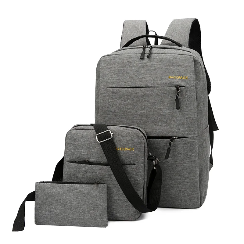 China suppliers new arrival outdoor travel 3 pcs bag set high school students laptop USB backpack set