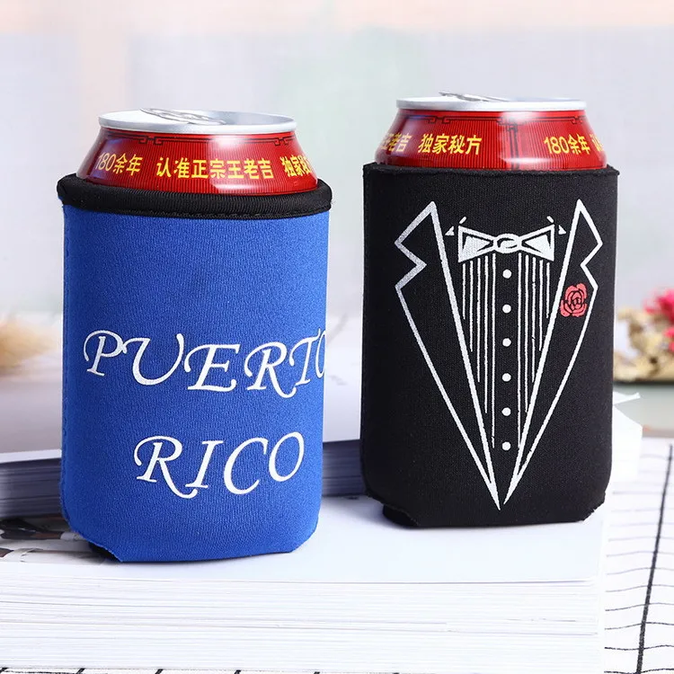 Personalized Logo Collapsible Stubby Can cooler wedding Bride and Groom Party can cooler
