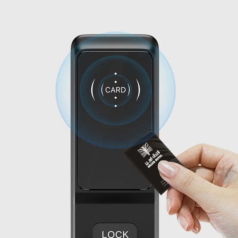 Wholesale black aluminum alloy anti-pry anti-saw anti-theft magnetic key card Smart Door Locks Set For Hotel