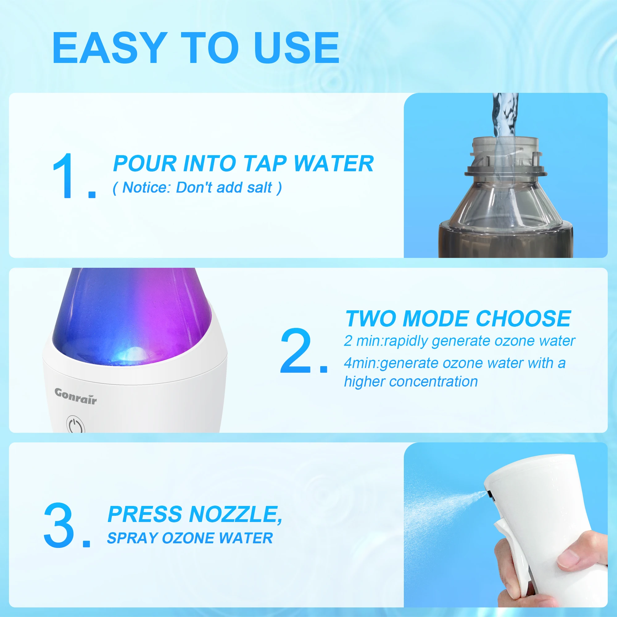 Hydroxyl Group Generator Both Hypochlorous Acid and Ozone Generator Water Purifier Sprayer