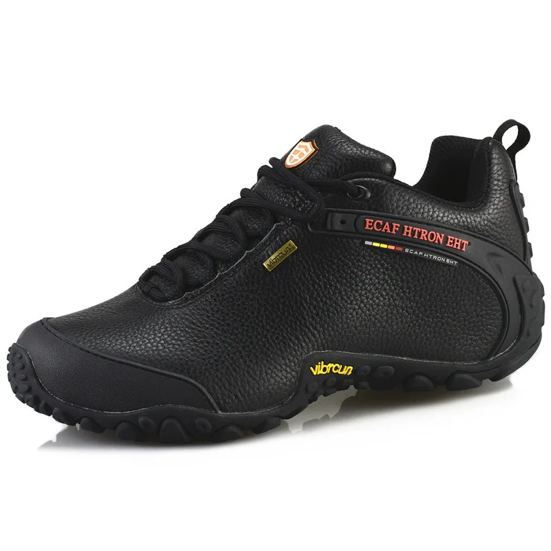 High quality unisex cowhide leather outdoor hiking shoes non-slip rubber sole mountain sport trekking shoes for men