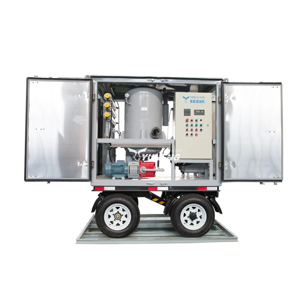 High Vacuum Transformer Oil Purification Treatment Machine mounted on mobile trailer with weather-proof canopy