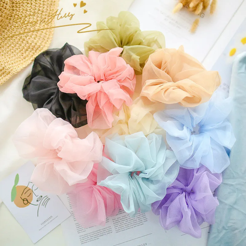 Tracy & Herry Wholesale oversize Fashion Elastic Hair Accessories Ponytail Hair Tie Organza  Scrunchies for women