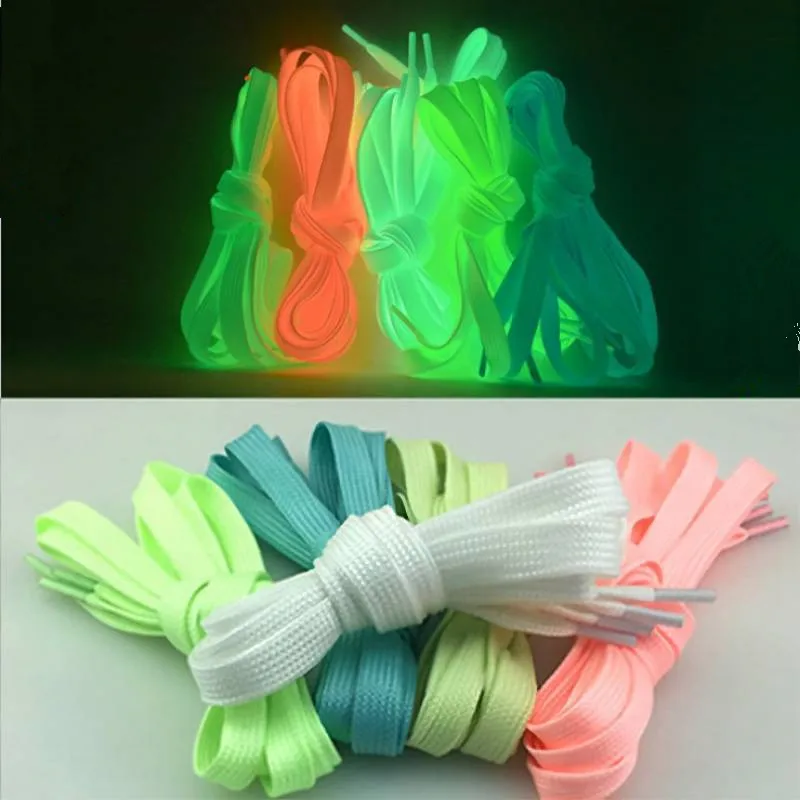 Luminous Shoelace Athletic Sport Flat Shoe Laces Glow In The Dark Night Color Fluorescent Shoelace 120/140cm/160cm