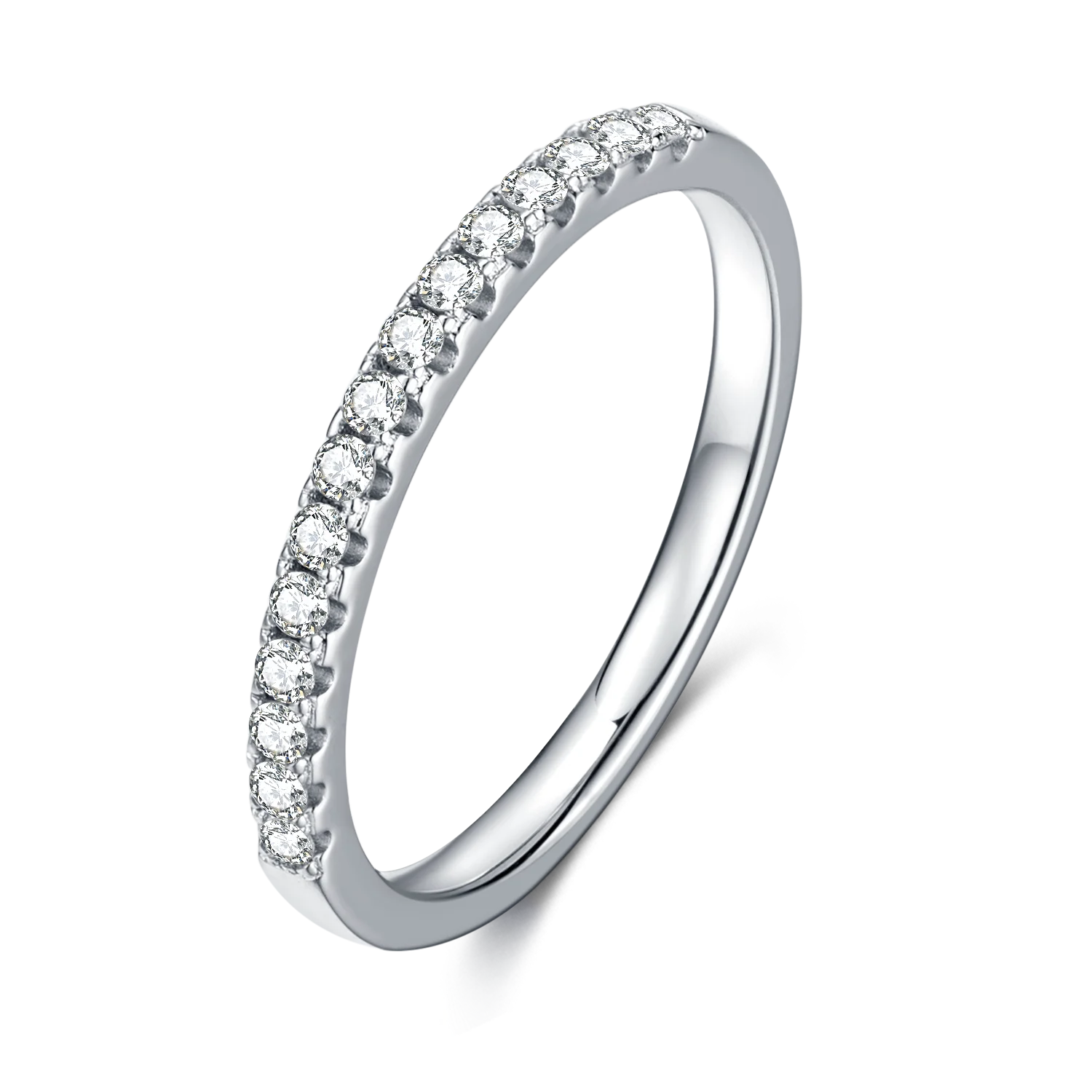 Factory Price White Gold Plated 925 Silver Ring Melee D VVS Moissanite Diamond Rings