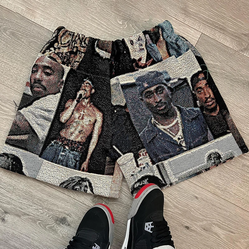 YYSY Wholesale Anime pattern stitching woven mens shorts Blanket Jacquard tapestry custom shorts