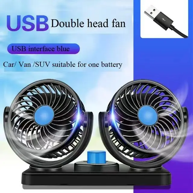 12V 24V 360 Degree Rotation Adjustable Strong Wind Car Air Fan 2-In-1 Air Circulator For Truck