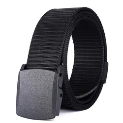 Men Style Woven Nylon Strap Belt with Plastic Smooth Buckle