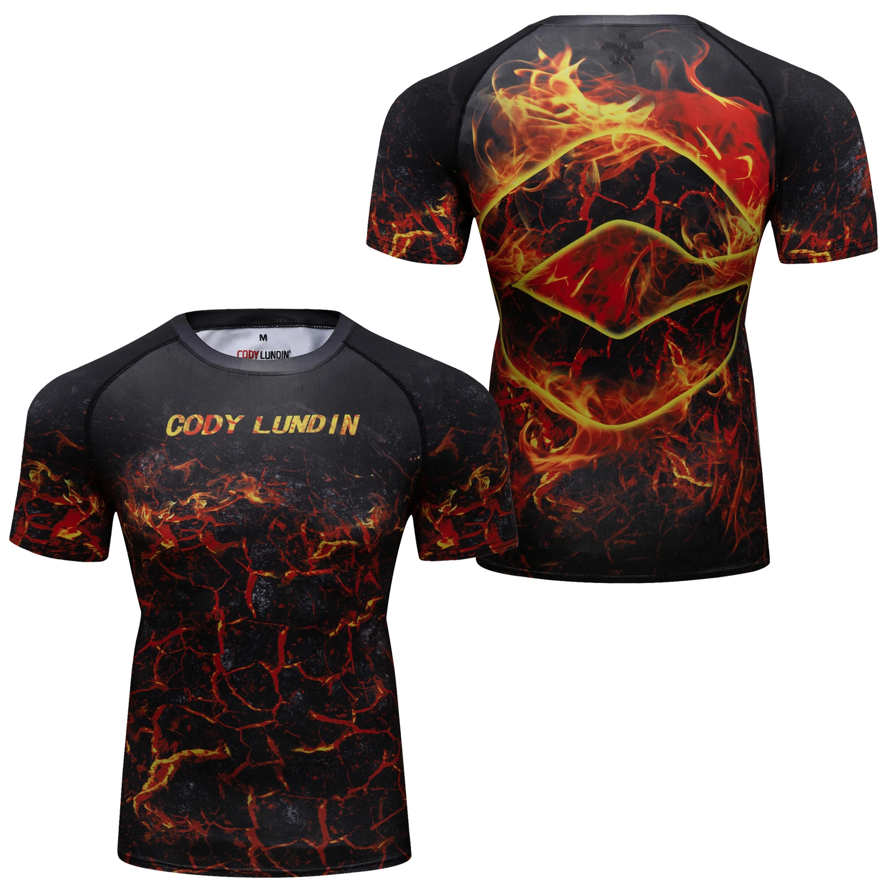 CODY LUNDIN Men Polyester Compression Sports Short Sleeve T-shirt Men Sublimation Custom Rash Guard Jiu Jitsu Rashguard for BJJ