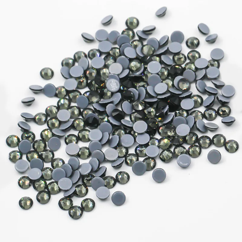 Yantuo Wholesale SS4-SS30 black diamond Round Crystal Bling Flat Back Hot Fix Rhinestone For Bag Clothing Shoe dress