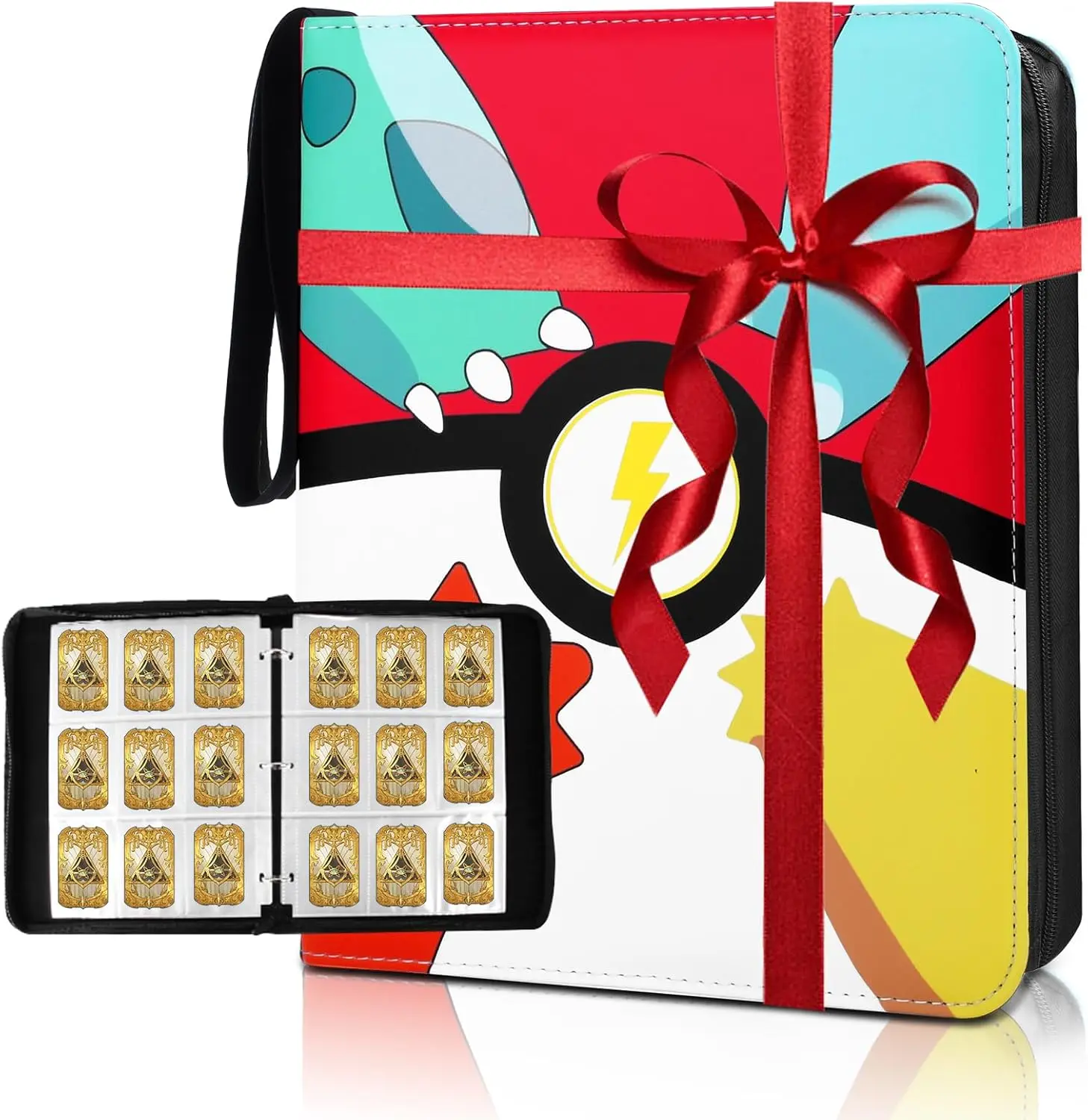 Wholesale 4 Pockets Pokemo Ned Folders Trading Card Binder Storage Leather Zipper Card Collection Book 9 Pocket Card Binder