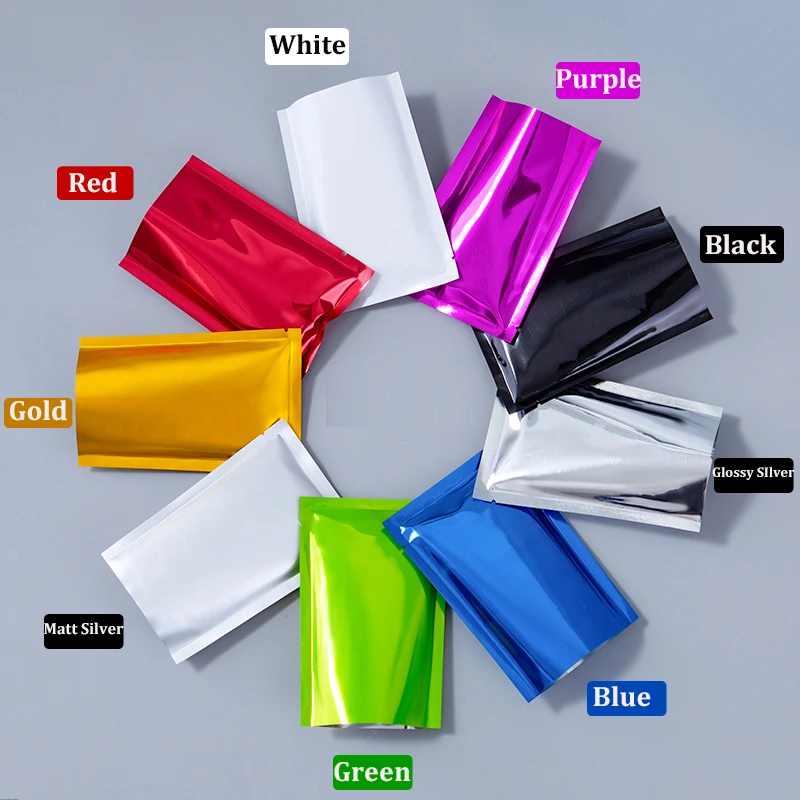 design a free logo Resealable Color Open Top Aluminum Foil Heat Sealing Coffee Snack Nut Candy Gift Vacuum Bag Storage Pouches.