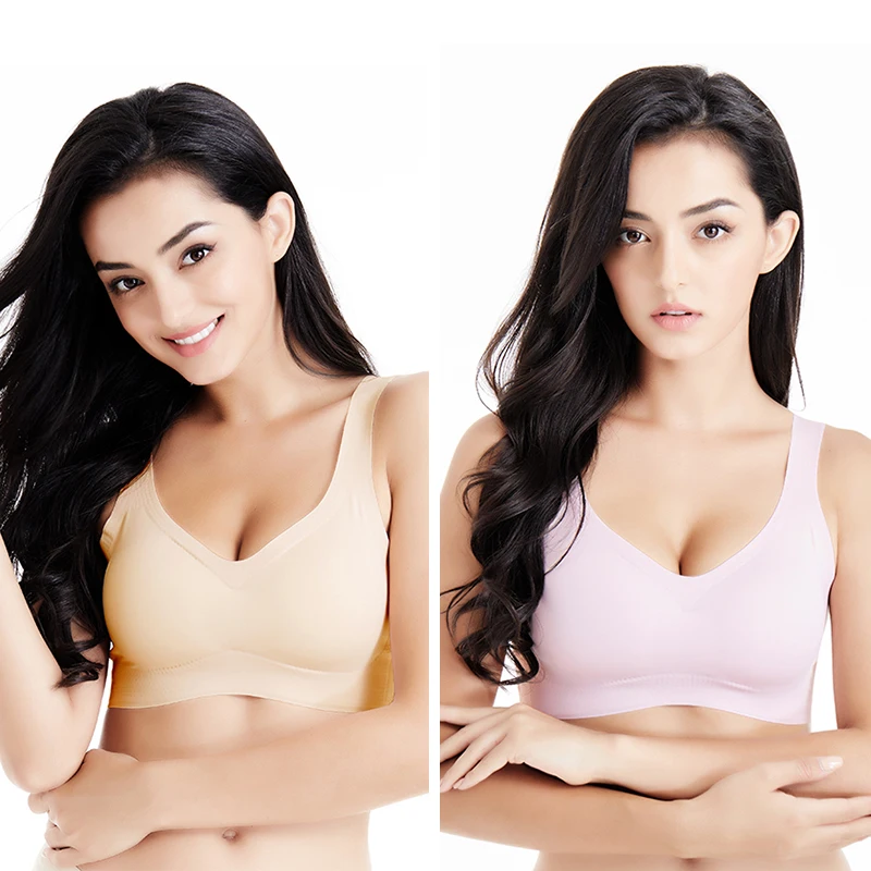 Woman sostenes sin costura one piece bra reggiseno senza cuciture traceless soutien-gorge sans armatures ice silk wirefree bra