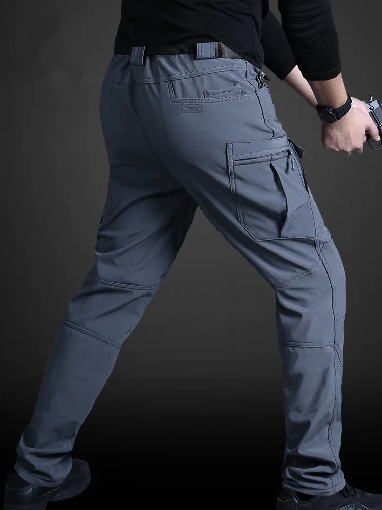 Winter  shark skin soft shell trousers men thick warm windproof waterproof fleece pants hiking pants tactical pants