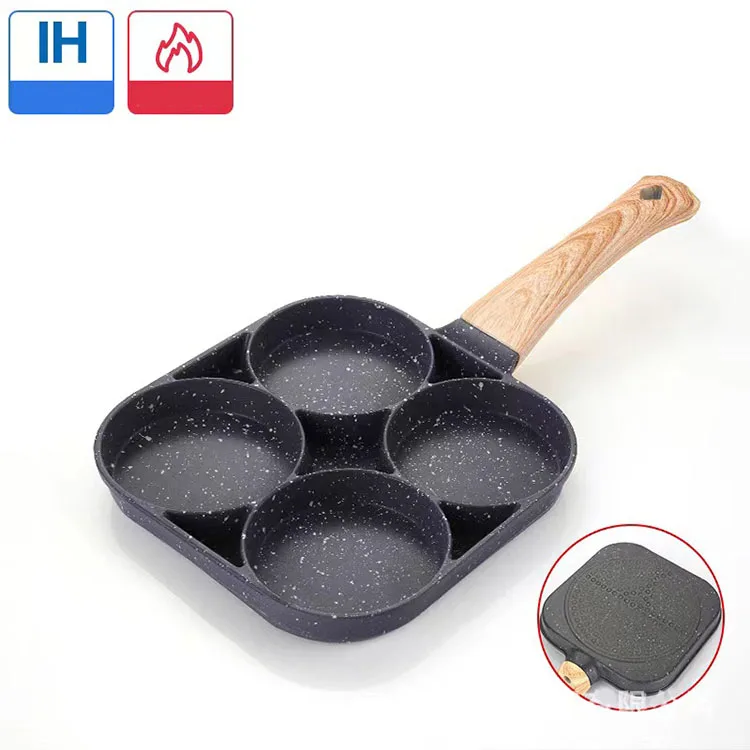 2/4 Hole Frying Pot Pan Thickened Omelet Non-stick Pancake Steak Pan Cooking Ham Pans Breakfast Maker Cookware