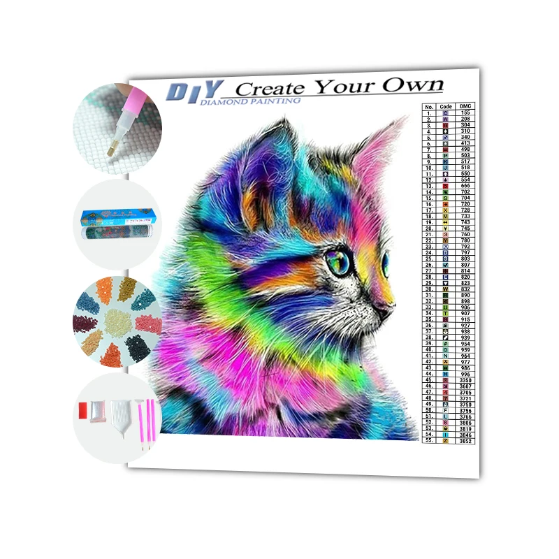 
Custom 5D full drill rhinestone painting kit wholesale animal cute square drill painting 