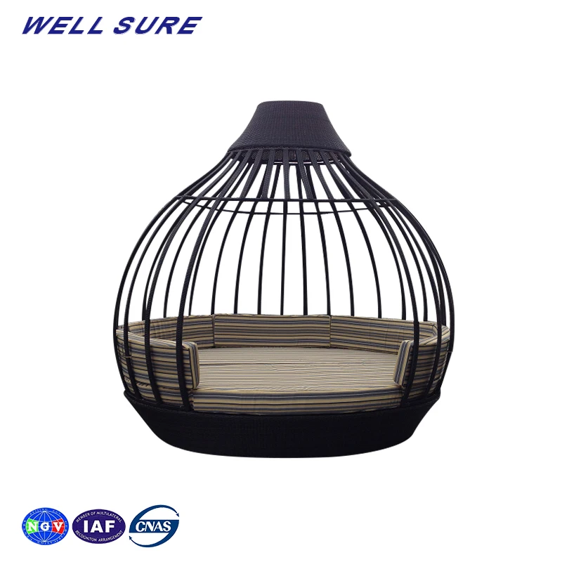 Modern Garden Line Waterproof Round Cast Aluminum Hotel Poolside Outdoor Rattan Daybed