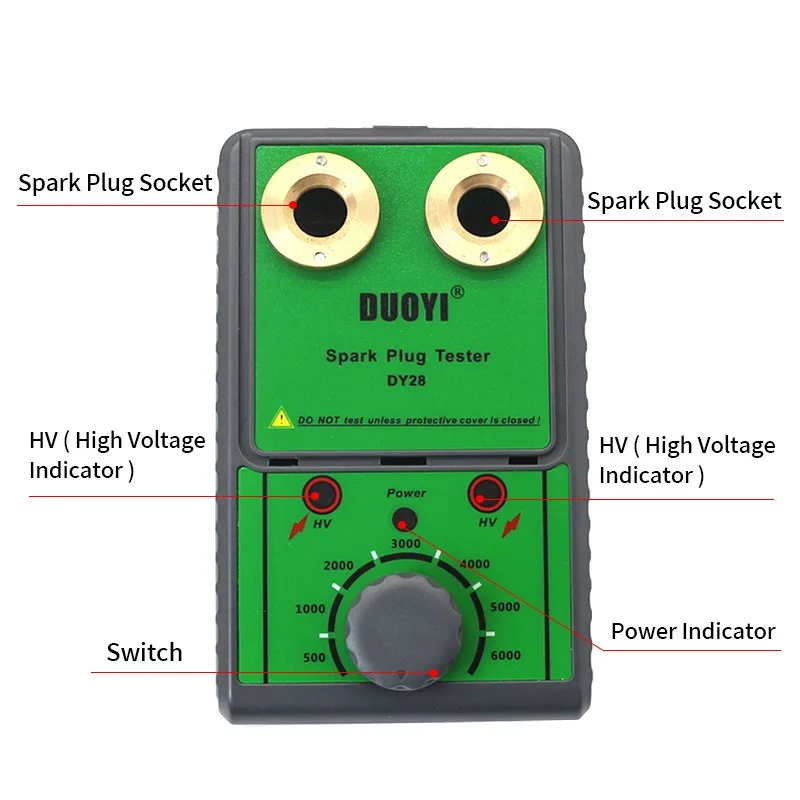 Spark Plug Tester Dual Holes Automotive Engine Ignition Coil Tester 0 to 6000RPM Adjustable Working Frequency Car Motorcycle