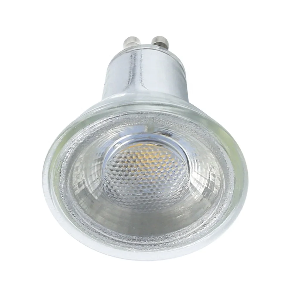 High quality 3500K 3W 5W 7W spotlight 90 degree beam glass GU10 COB LED bulb