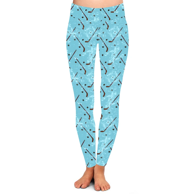 Yiwu legging factory Hot sale New mix leggings wholesale buttery soft blue background hockey leggings