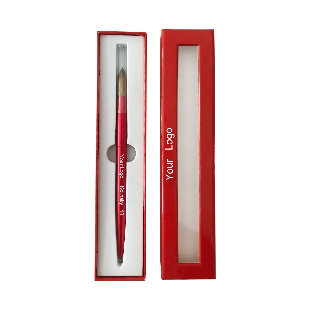 Custom logo 100% Pure Kolinsky Hair Rhinestone Acrylic Professional Nail Liner UV Gel Art Brush