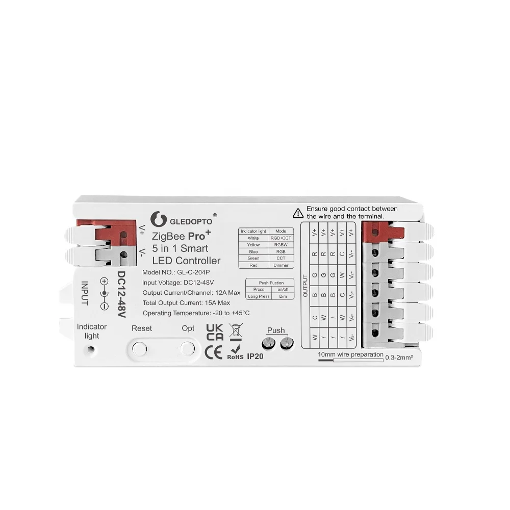 GLEDOPTO Zigbee 5 в 1 DC 12-48 В RGB RGBW RGBCCT CCT диммер 16 миллионов цветов меняющий Коннектор с кнопочным контроллером
