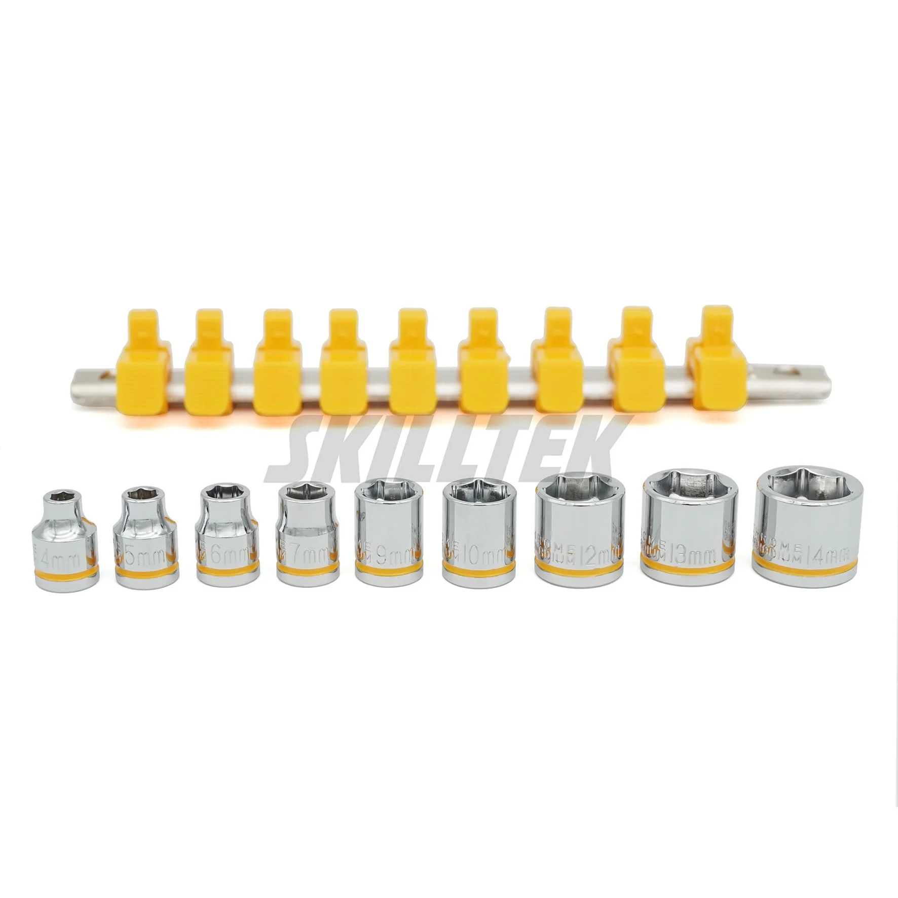 1/4 Drive DIY Grade Socket Set with Deep Sockets Chrome Finished CR-V and CR-MO Material Featuring Hex and Square
