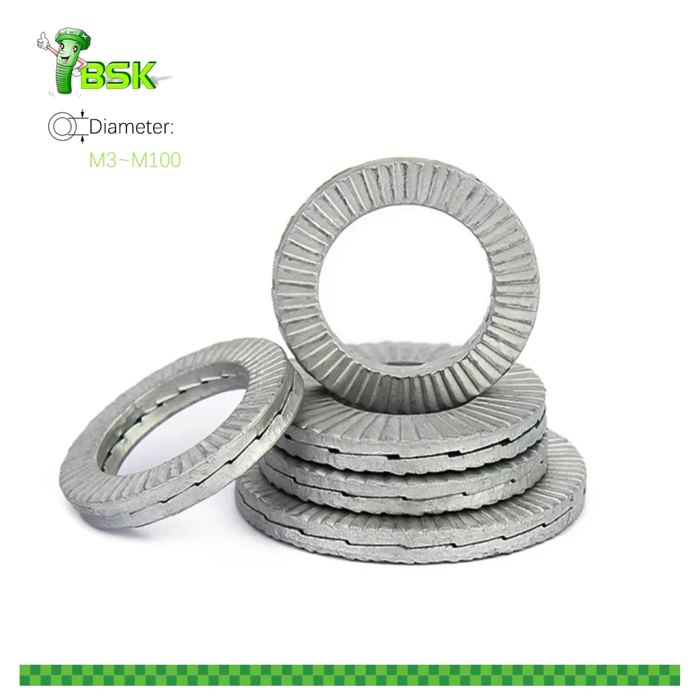 DIN 25201 size M3 to M100 Extreme Vibration Resistant Wedge Lock Washers double stack self-locking anti-loose washers