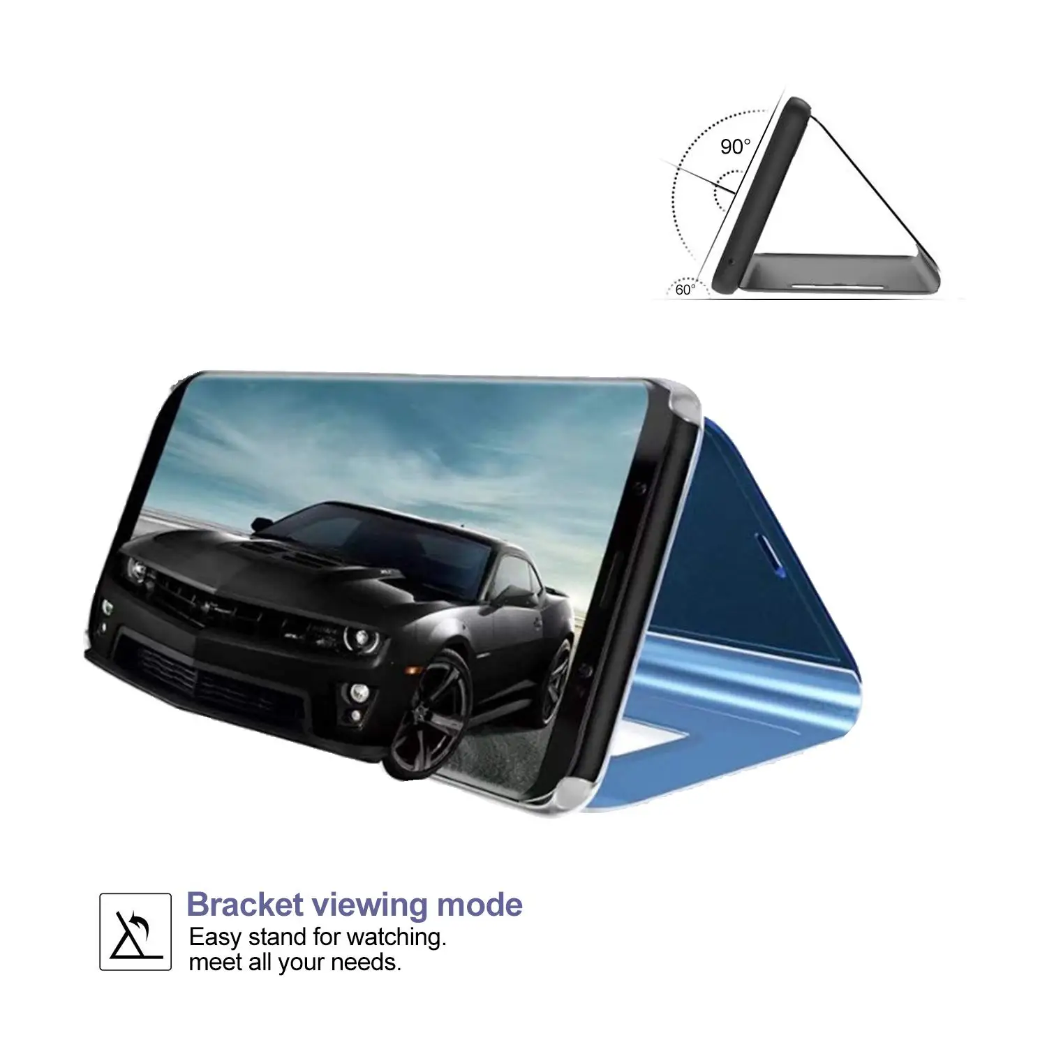 Shemax Smart Mirror Stand Case for Samsung Galaxy M31, Electroplate Clear View Flip Hard Back Cover for Samsung M31