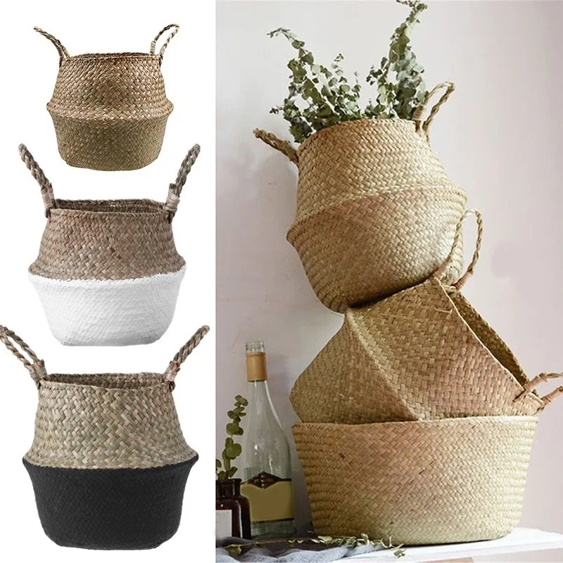 Wicker Basket Baskets Laundry Storage Decorative Rattan Flower Pot Garden Planters Household Sundries Organizer