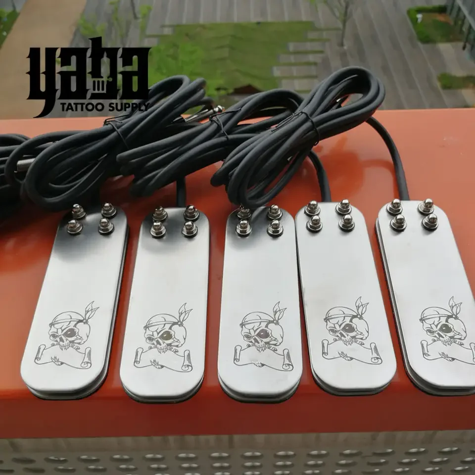 Wholesale Mini Flat Stainless Steel Pedal Tattoo Power Switch Control With Clip Cord Tattoo Foot Pedal For Tattoo Supplies