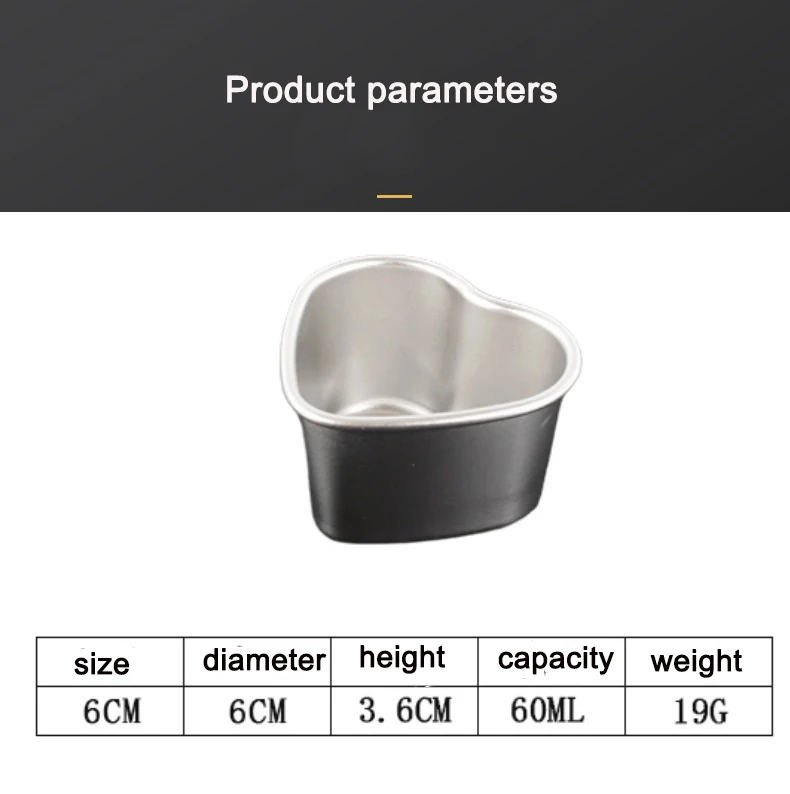 Heart Shaped Stainless Steel Sauce Cup,Using Safe Materials,Can Be Used To Store Snacks, Desserts, Candies And Snacks.