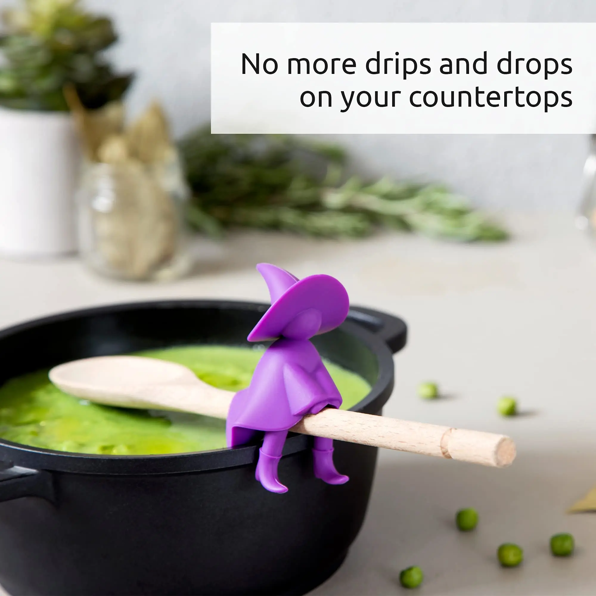 Spill-proof raising spoon holder creative kitchen utensils silicone tools little trapeze wizard modeling pot cover