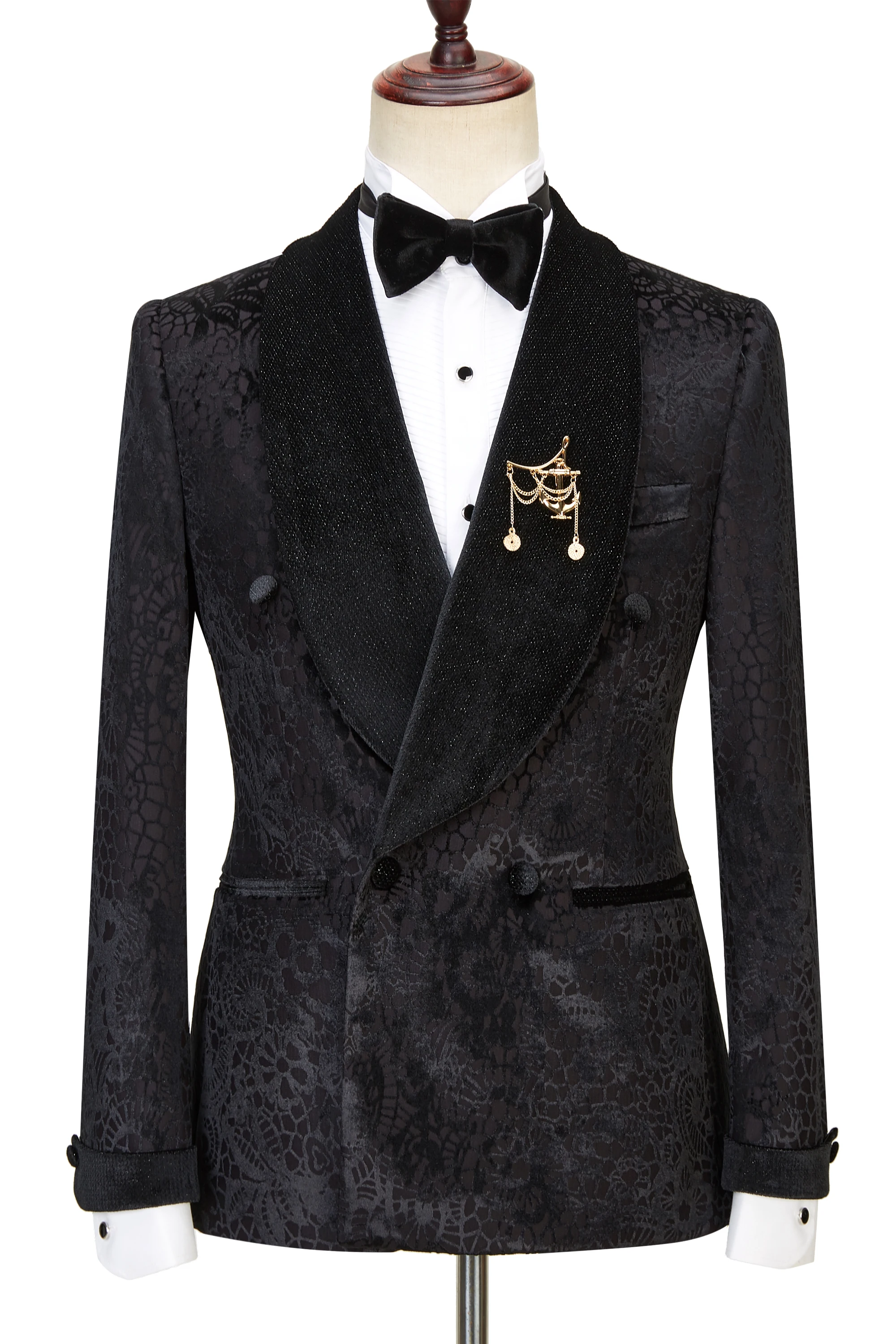 C-D-G Latest Coat Design Men Suits Tailor-Made Tuxedo 4 Pieces Blazer Velvet Lapel Wedding Party Groom Costume Homme