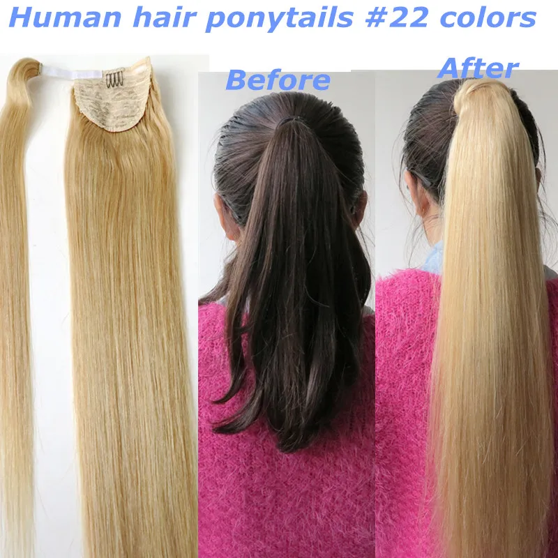 Wholesale Factory Price 100% Human Hair Wrap Ponytail Extensions Drawstring Human Hair Ponytail Extensions