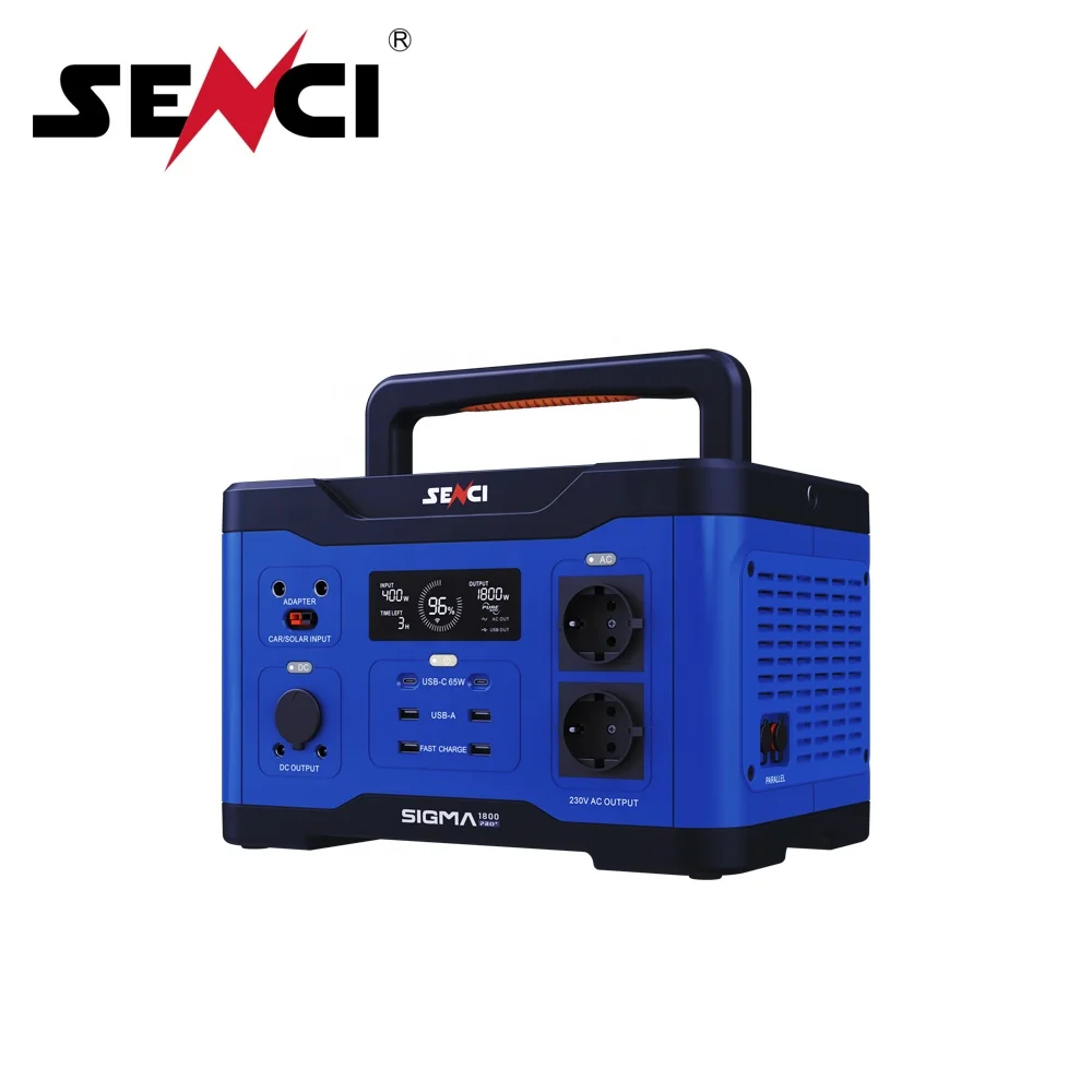 Backup Power Supply 1800W Lithium Ion with PD USB AC DC Charging Solar Generator Portable Rechargeable Power Station For Laptop