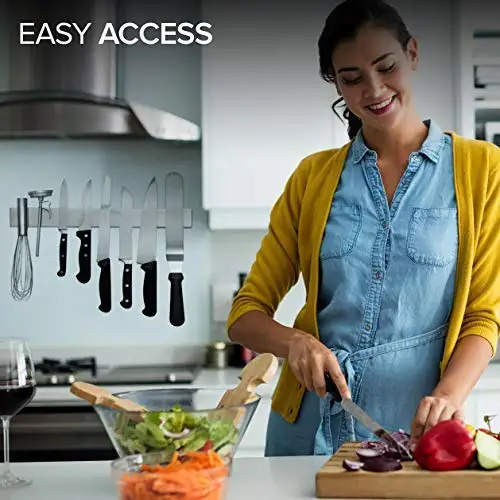 16 Inch Stainless Steel Magnetic Knife Bar with Multi-Purpose as a Knife Holder, Knife Strip, Magnetic Tool Organizer